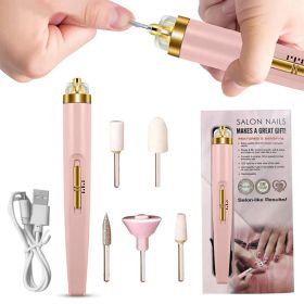 Electric Nail Drill Sander Nail Manicure Machine Mill For Manicure With Light Art Pen Tools For Gel Removing 24hShipping Fast (Color: Pink)