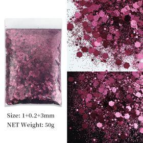 Korean Big Sequins Nail Shimmering Powder (Option: Red Coffee No 7)