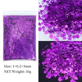 Korean Big Sequins Nail Shimmering Powder (Option: Cigar Purple No 29)