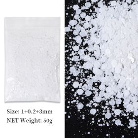 Korean Big Sequins Nail Shimmering Powder (Option: Pure White No 10)